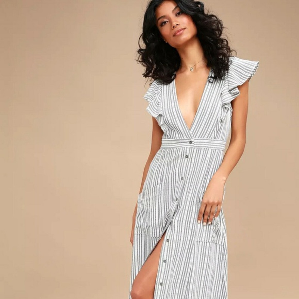 Lost and Wander striped ruffle dress